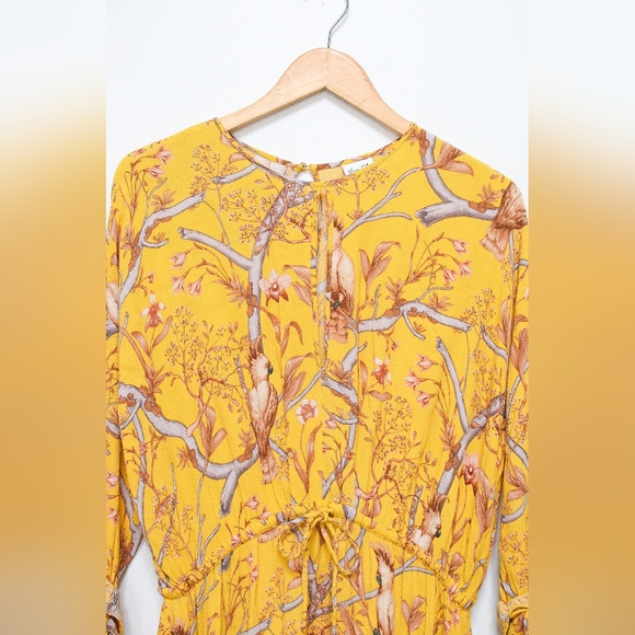 Johanna Ortiz x H&M Yellow Floral Tiered Ruffle Maxi Dress Size M Boho Botanical - Picture 5 of 12